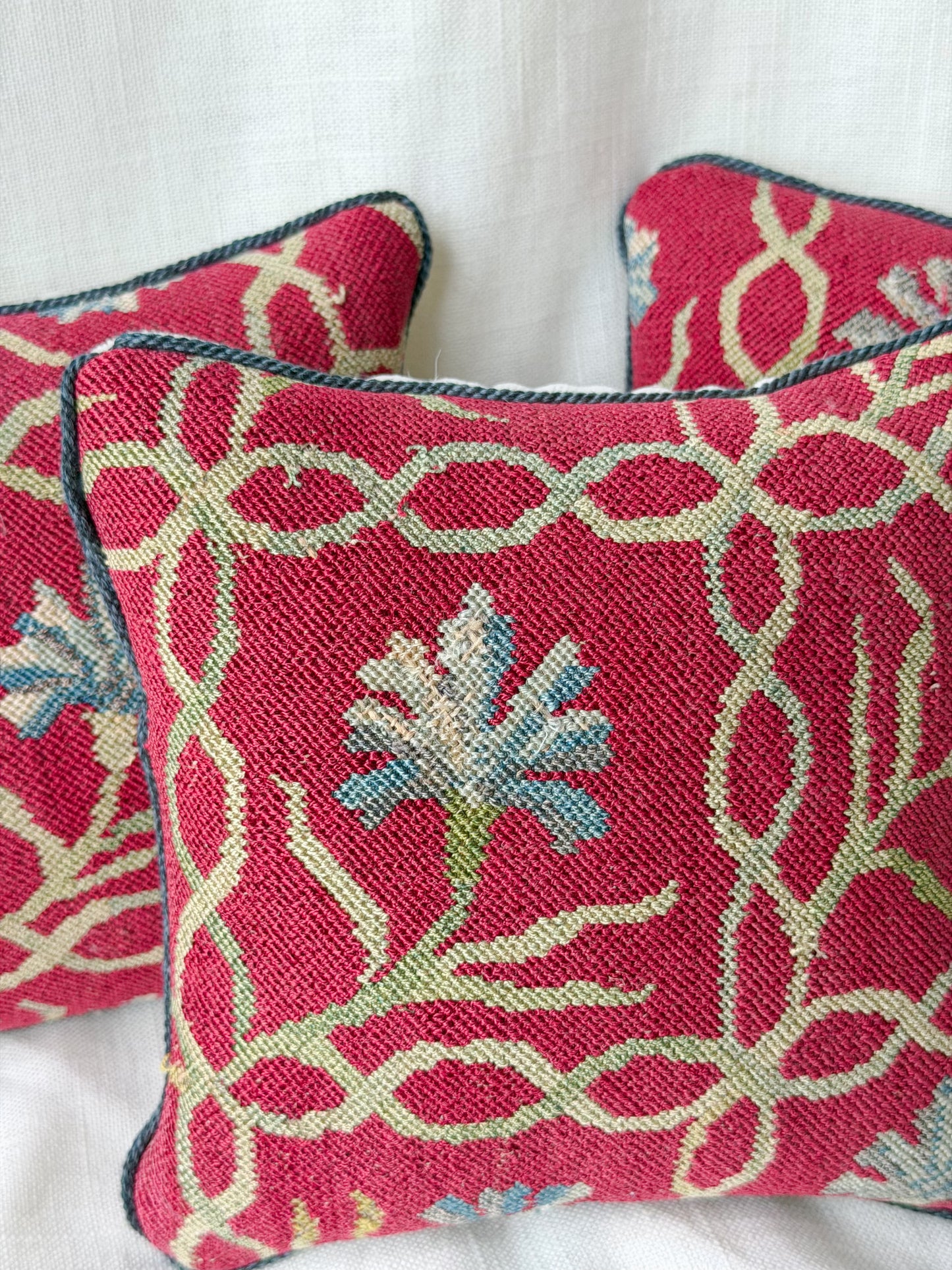 French Wool & Silk Blend Textile Accent Pillows