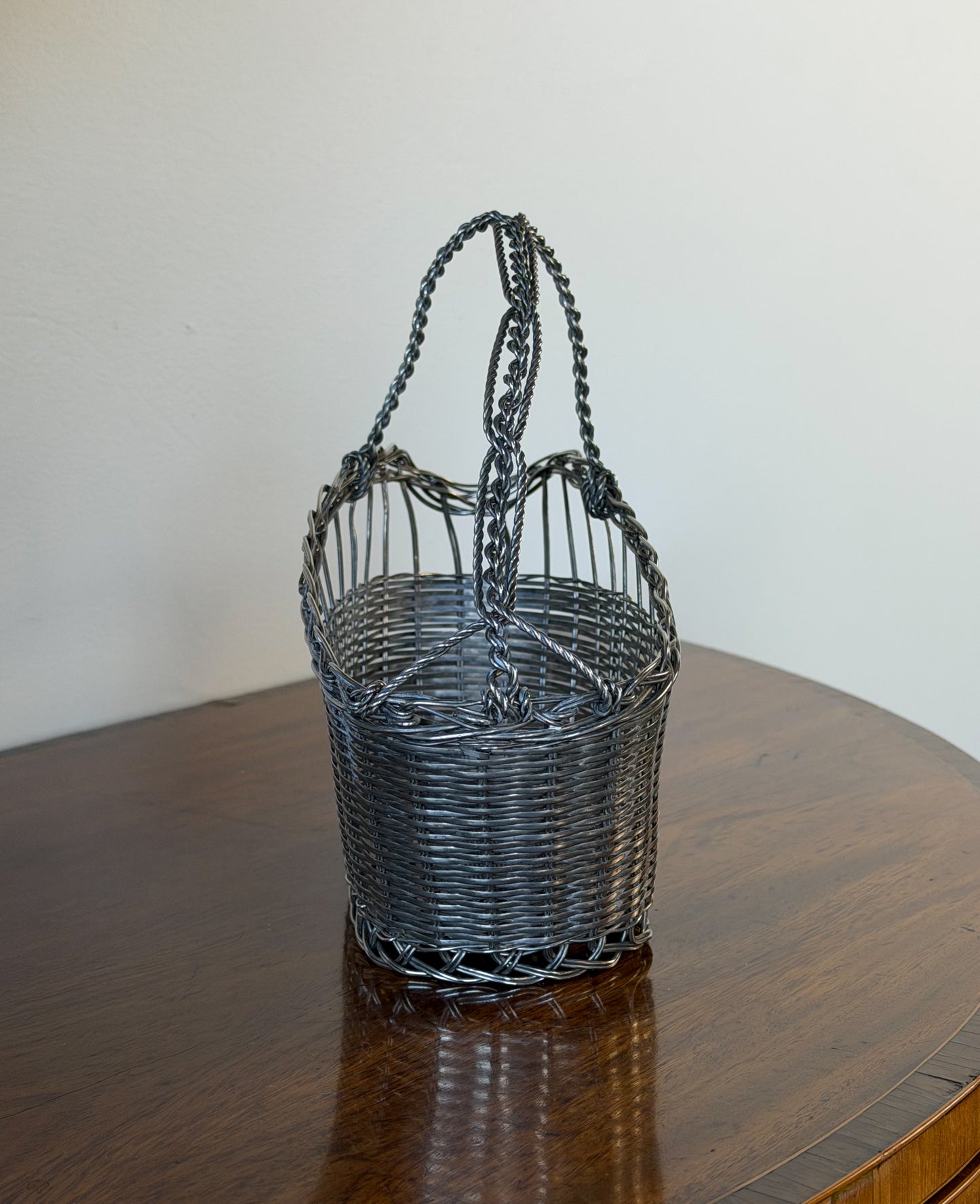 Vintage French Silverplate Wine Basket (No. 7)