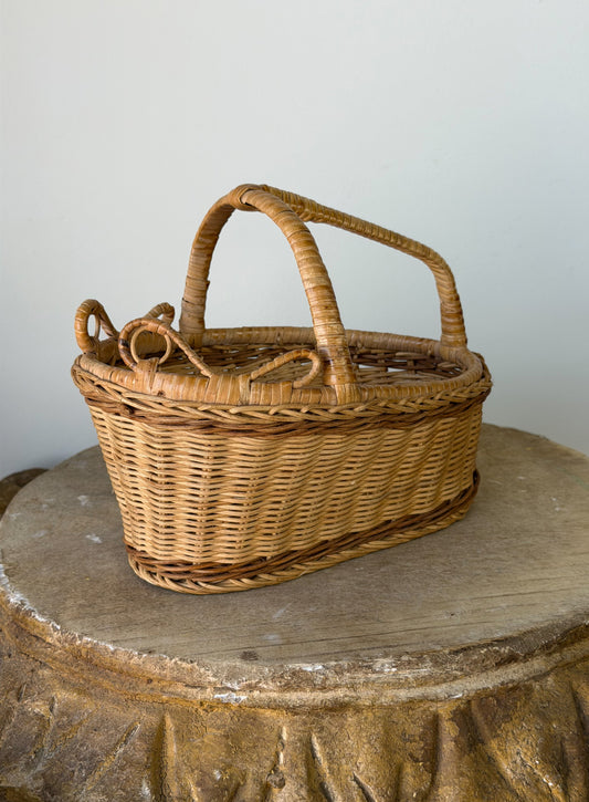 Vintage French Wicker Wine Basket No. 6