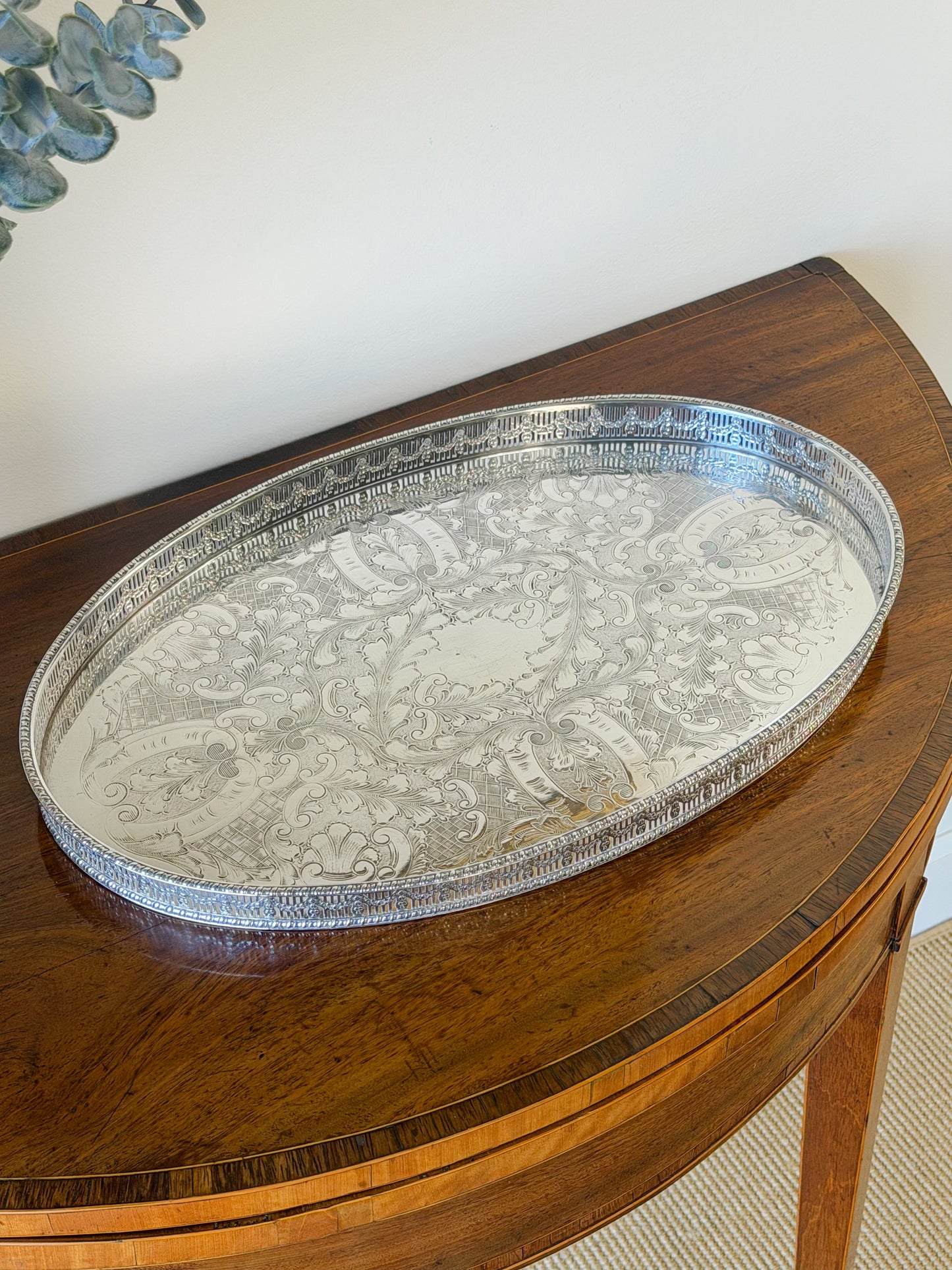 English Silverplate Oval Gallery Tray (Large)
