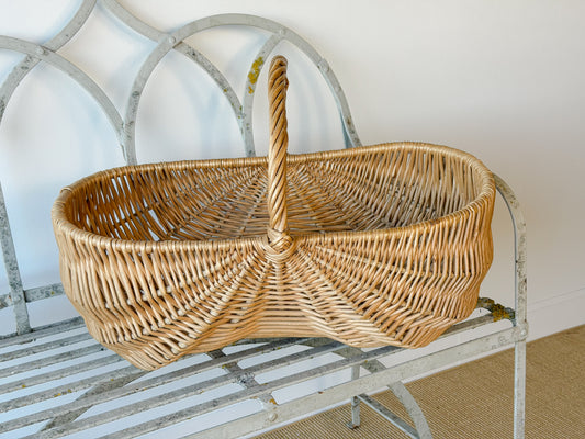 Large Vintage Willow Gathering Basket
