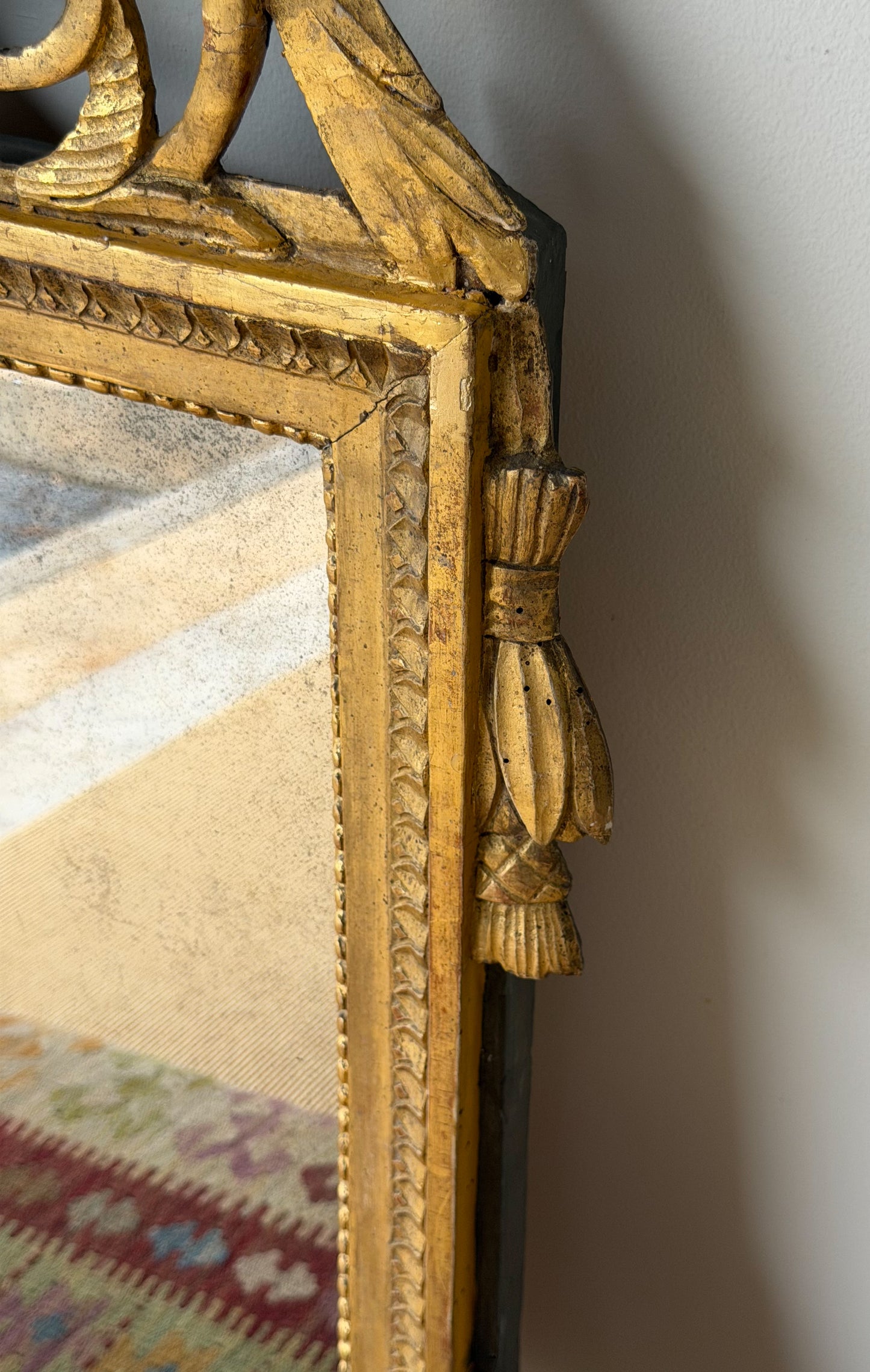 Antique French Marriage Mirror (Large - Wheat Sheaf Motif)