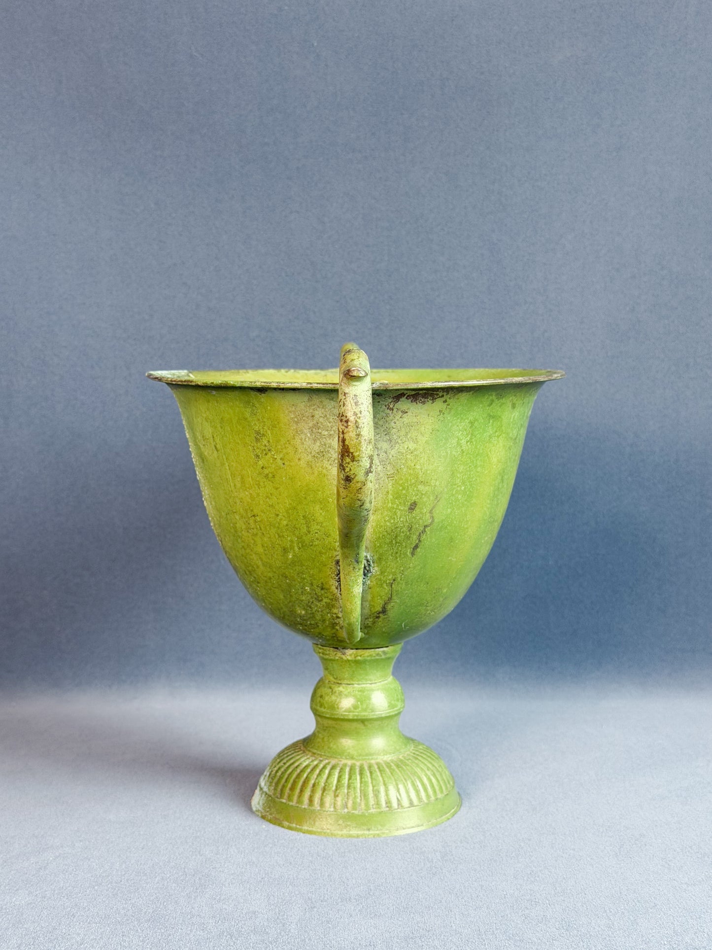 Painted Green Pedestal Urn