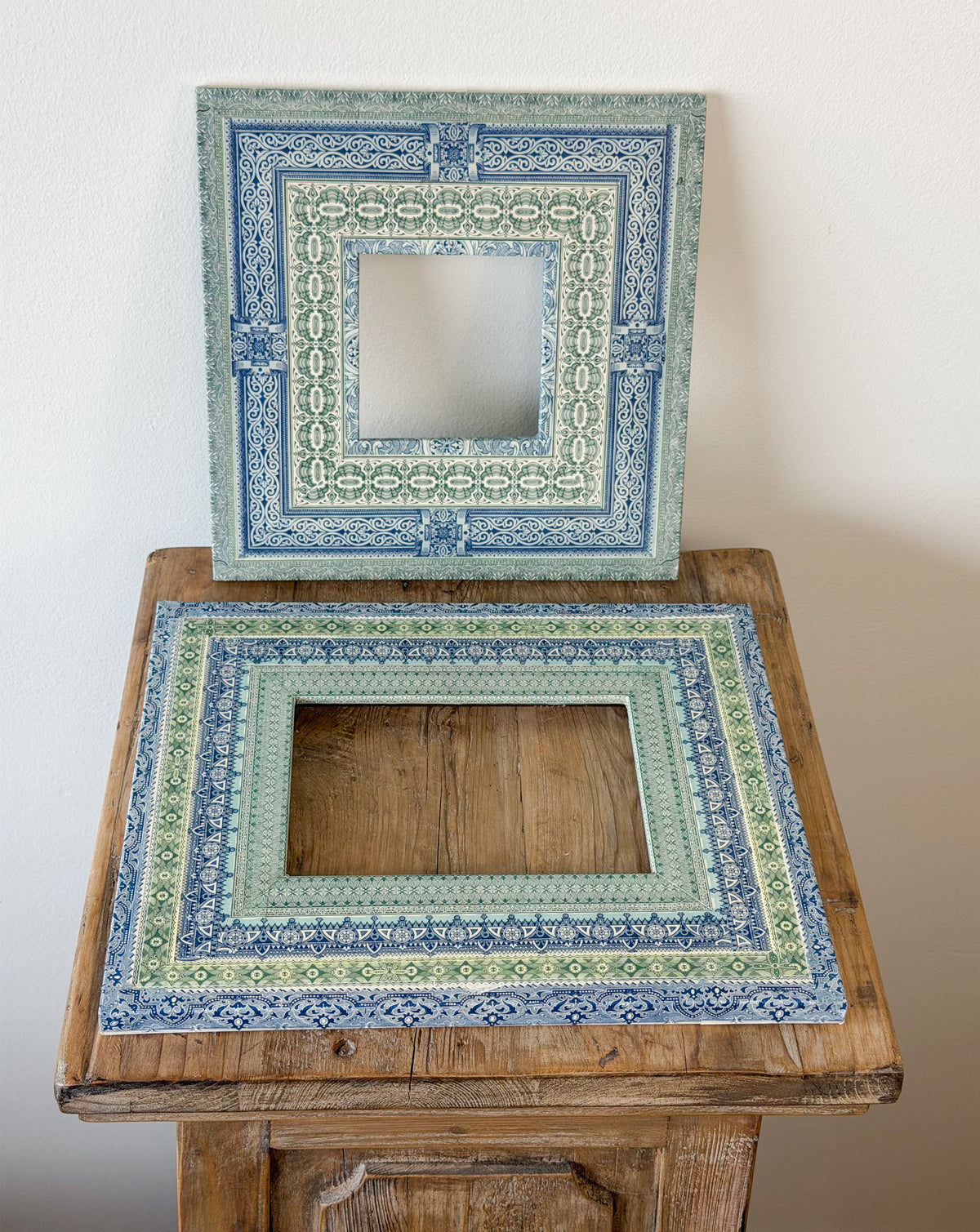 French Découpage Frame Pair No. II | Blue/Green Flat