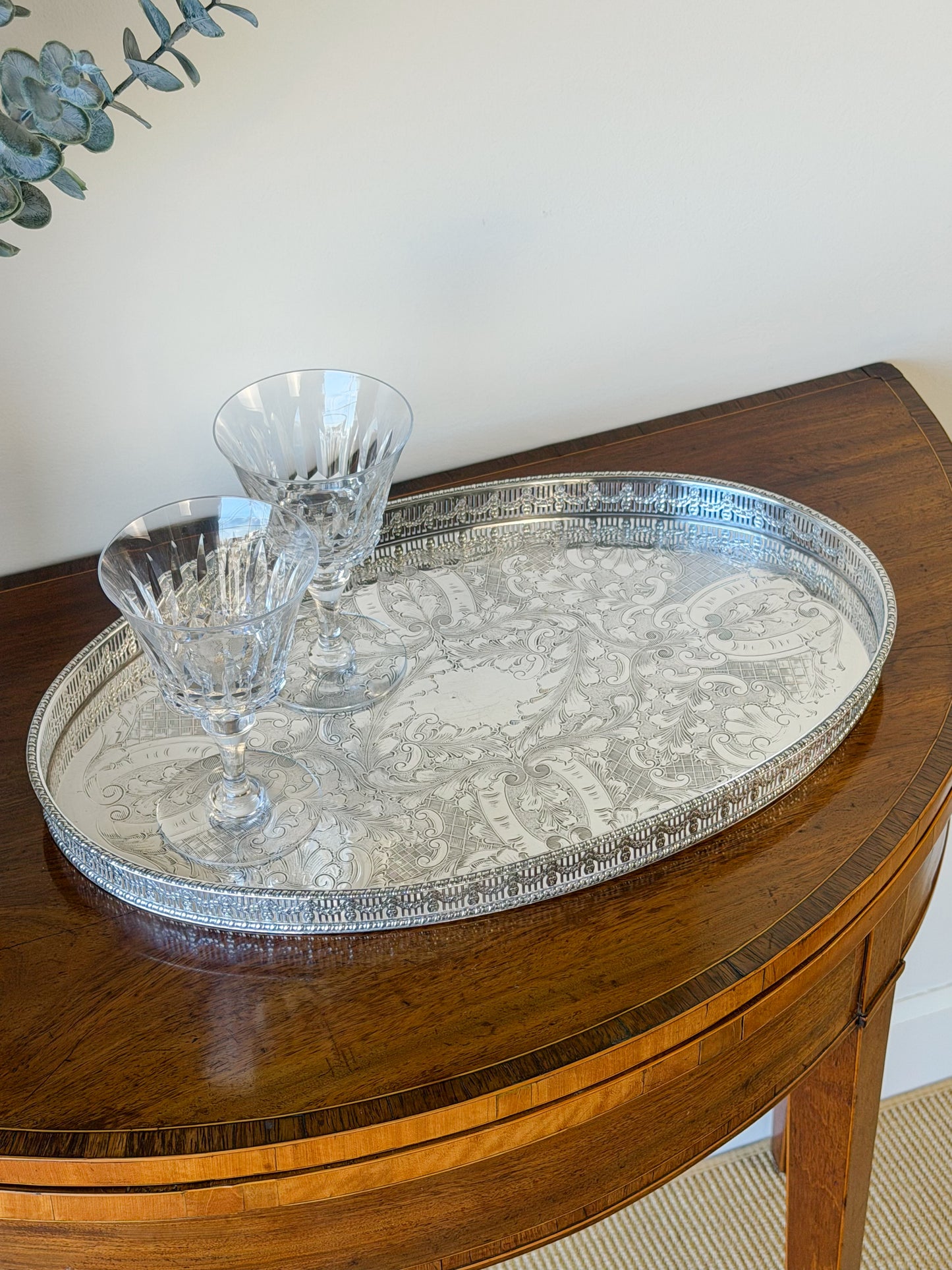 English Silverplate Oval Gallery Tray (Large)