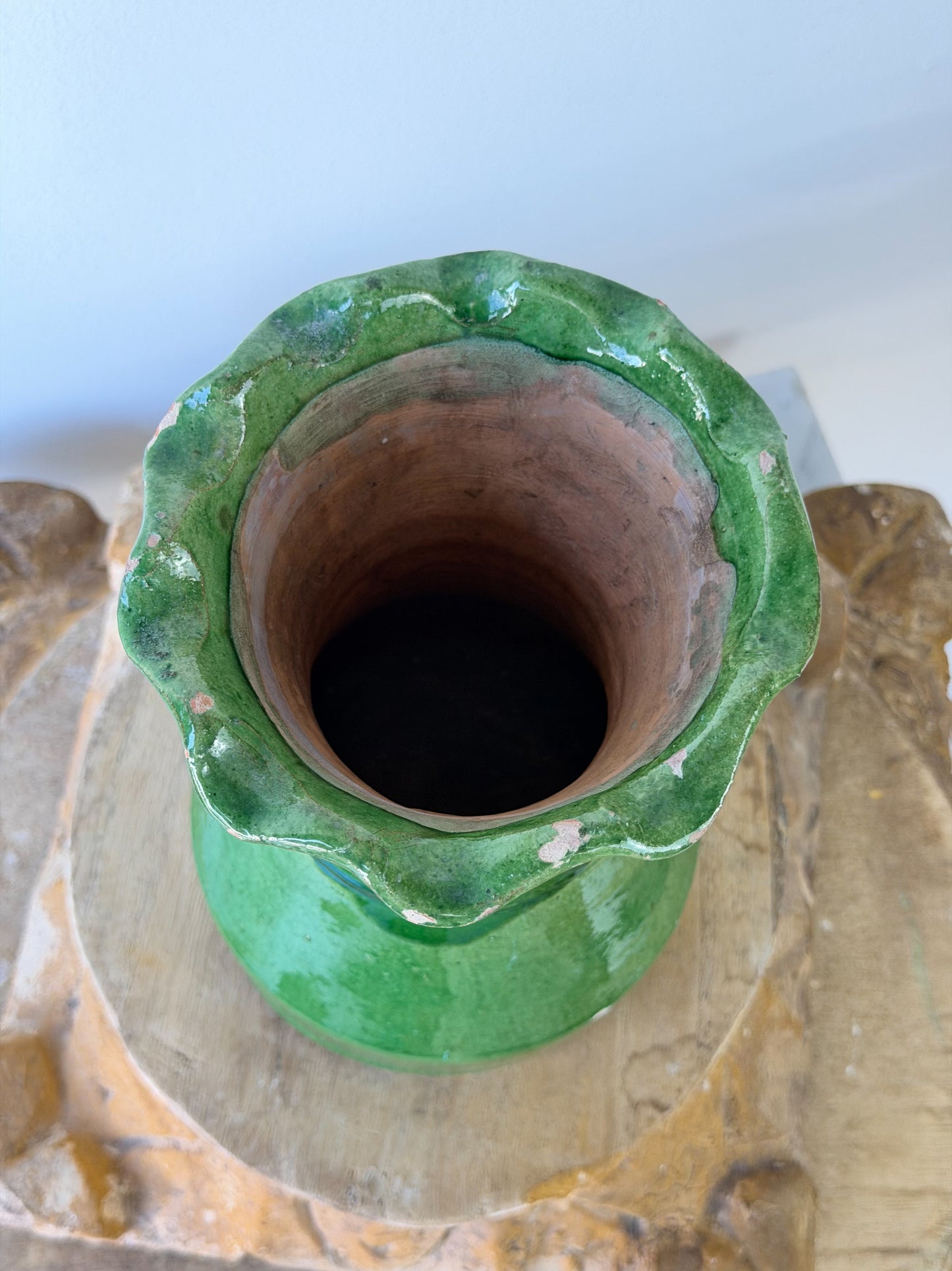 Vintage French Glazed Terracotta Vase No. 1