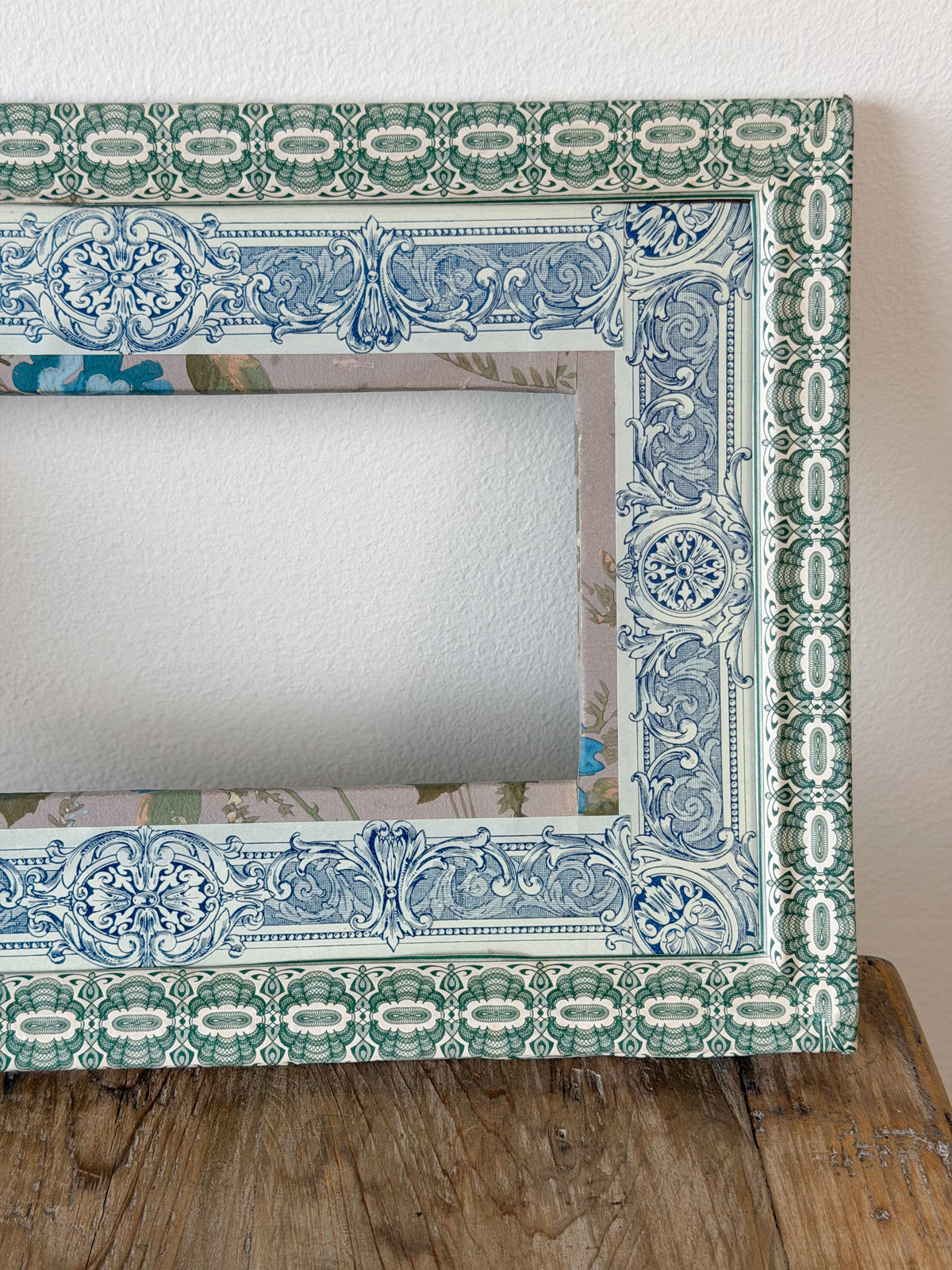 French Découpage Frame No. VII | Green/Blue Floral Interior