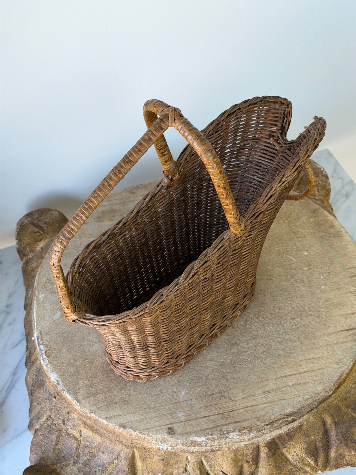 Vintage French Wicker Wine Basket No. 3