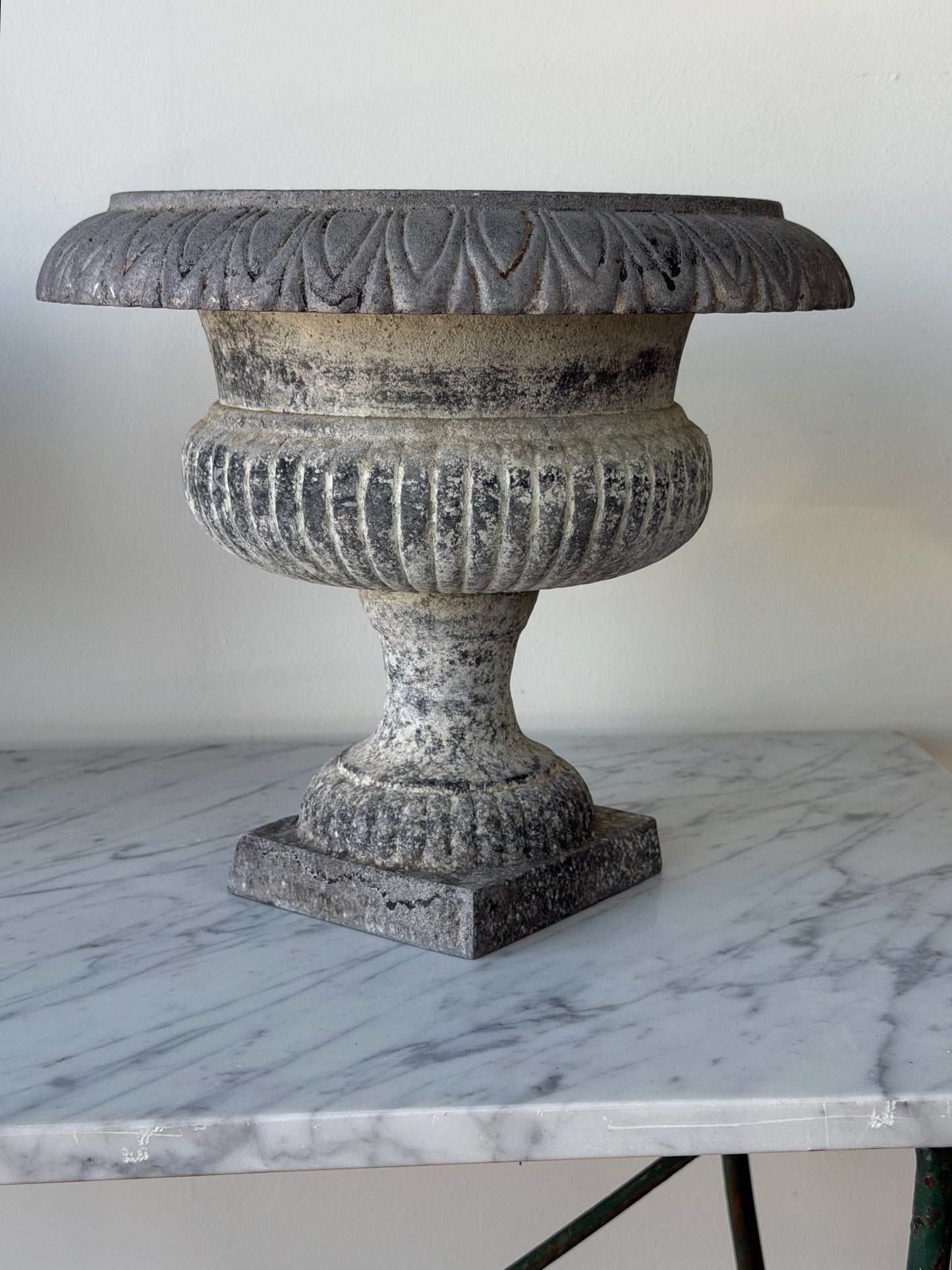 Antique French Zinc Pedestal Urn Pair