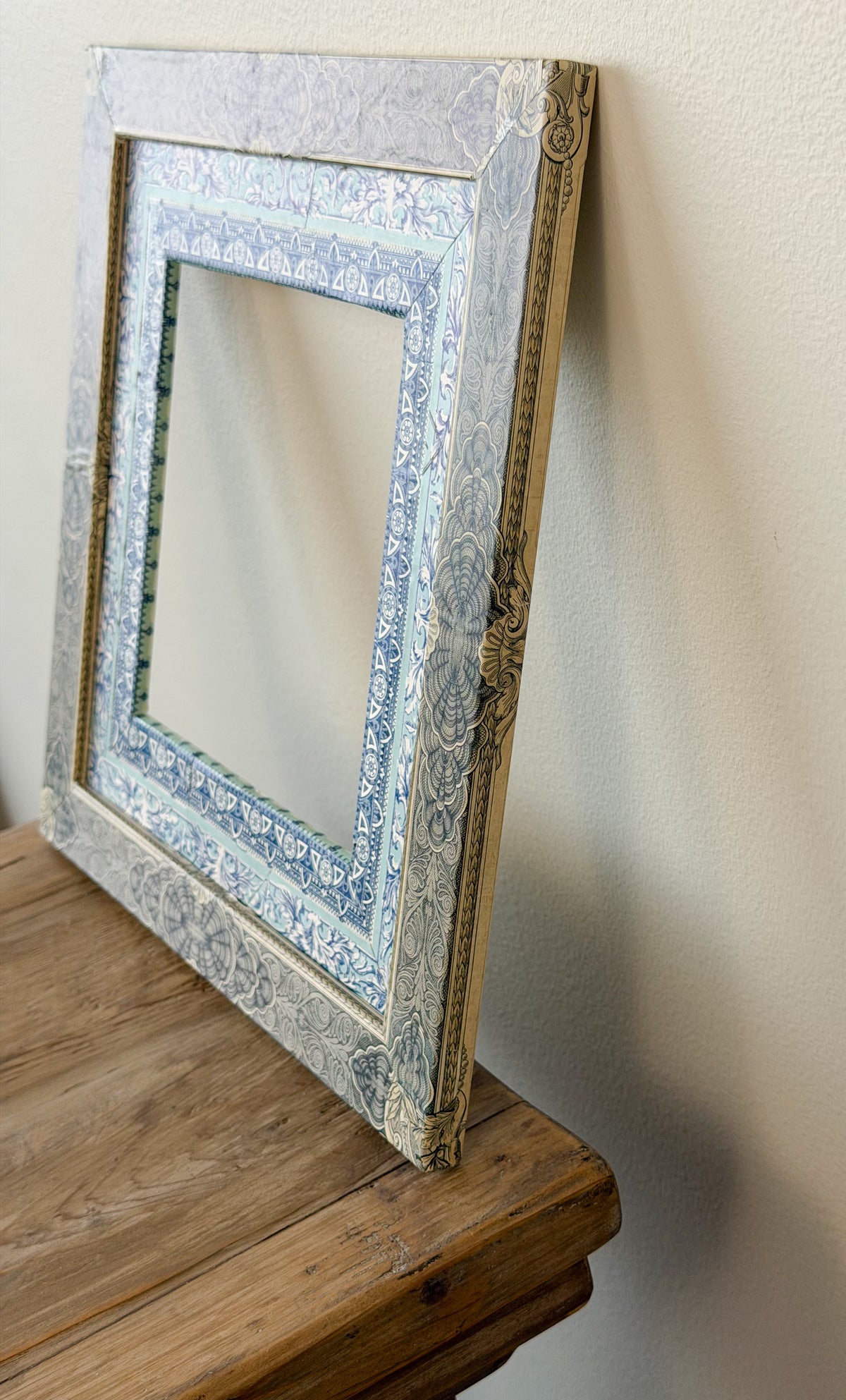 French Découpage Frame No. VIII | Square Dark Blue/Light Blue/Turquoise