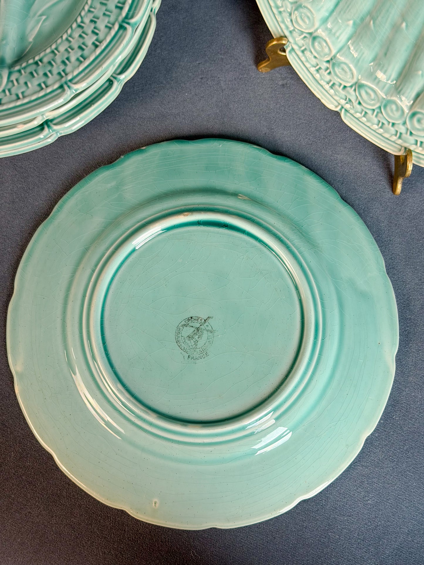 Vintage French Majolica Asparagus Plates