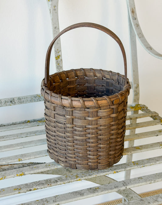 Petite Vintage Stained Splitwood Basket