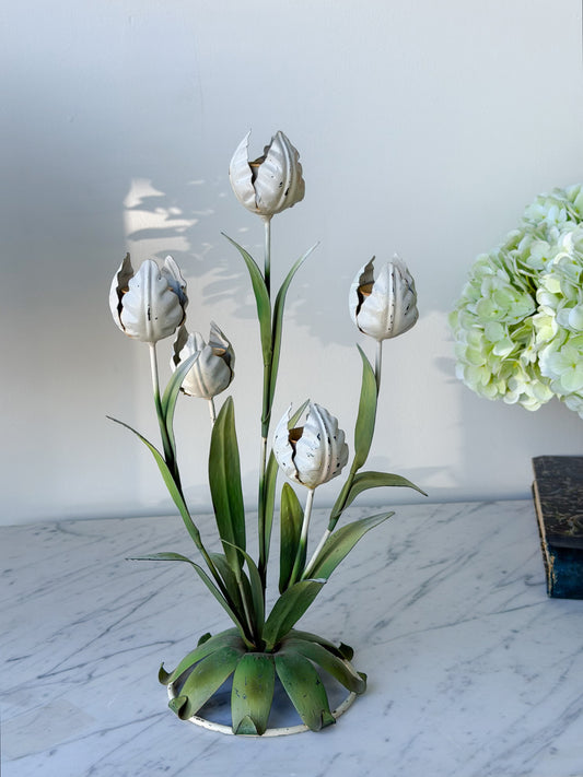 Vintage Italian Tole Tulip Candlestick