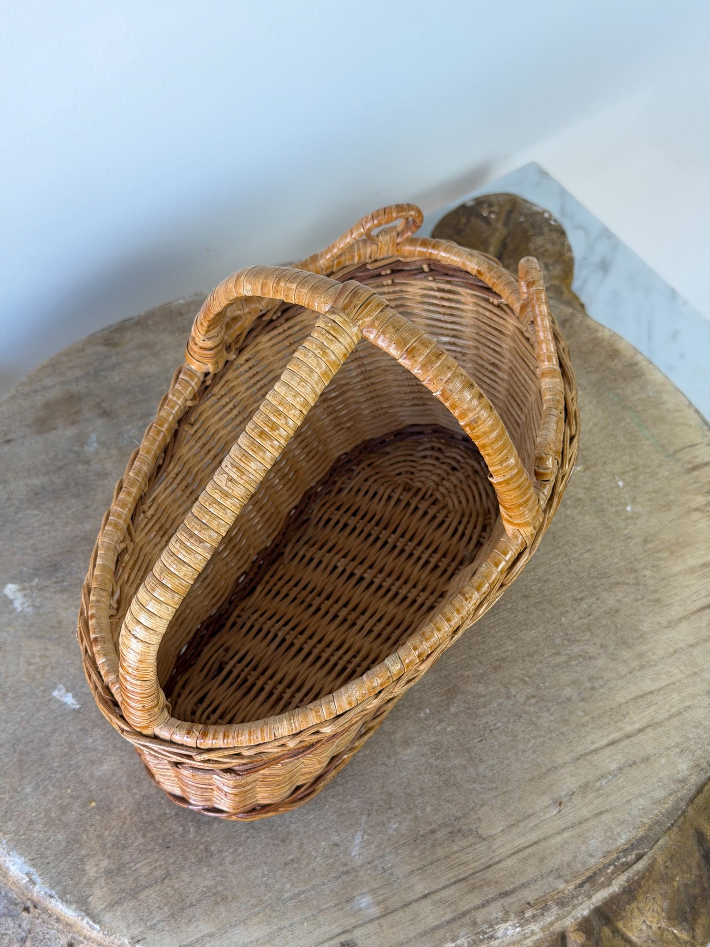 Vintage French Wicker Wine Basket No. 6