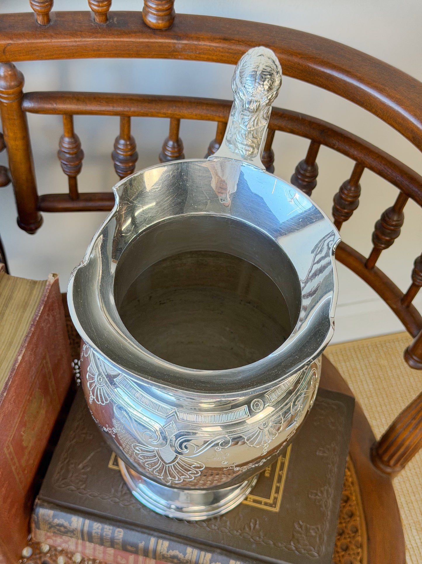 Antique Meriden Britannia Co. Silverplate Water Pitcher with Caryatid Handle