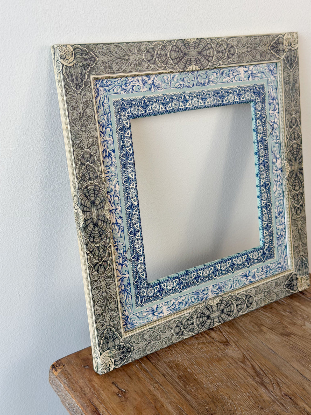 French Découpage Frame No. VIII | Square Dark Blue/Light Blue/Turquoise