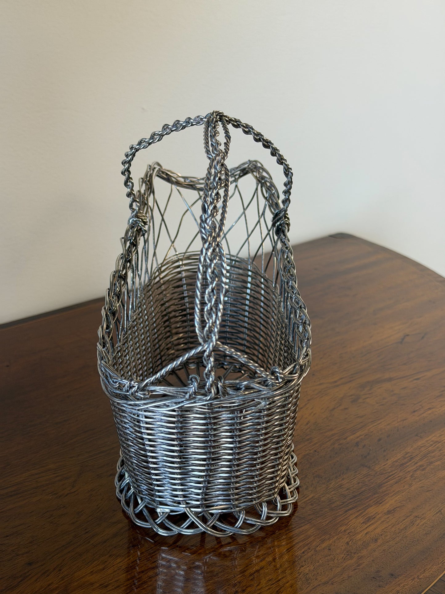 Vintage French Silverplate Wine Basket (No. 1)