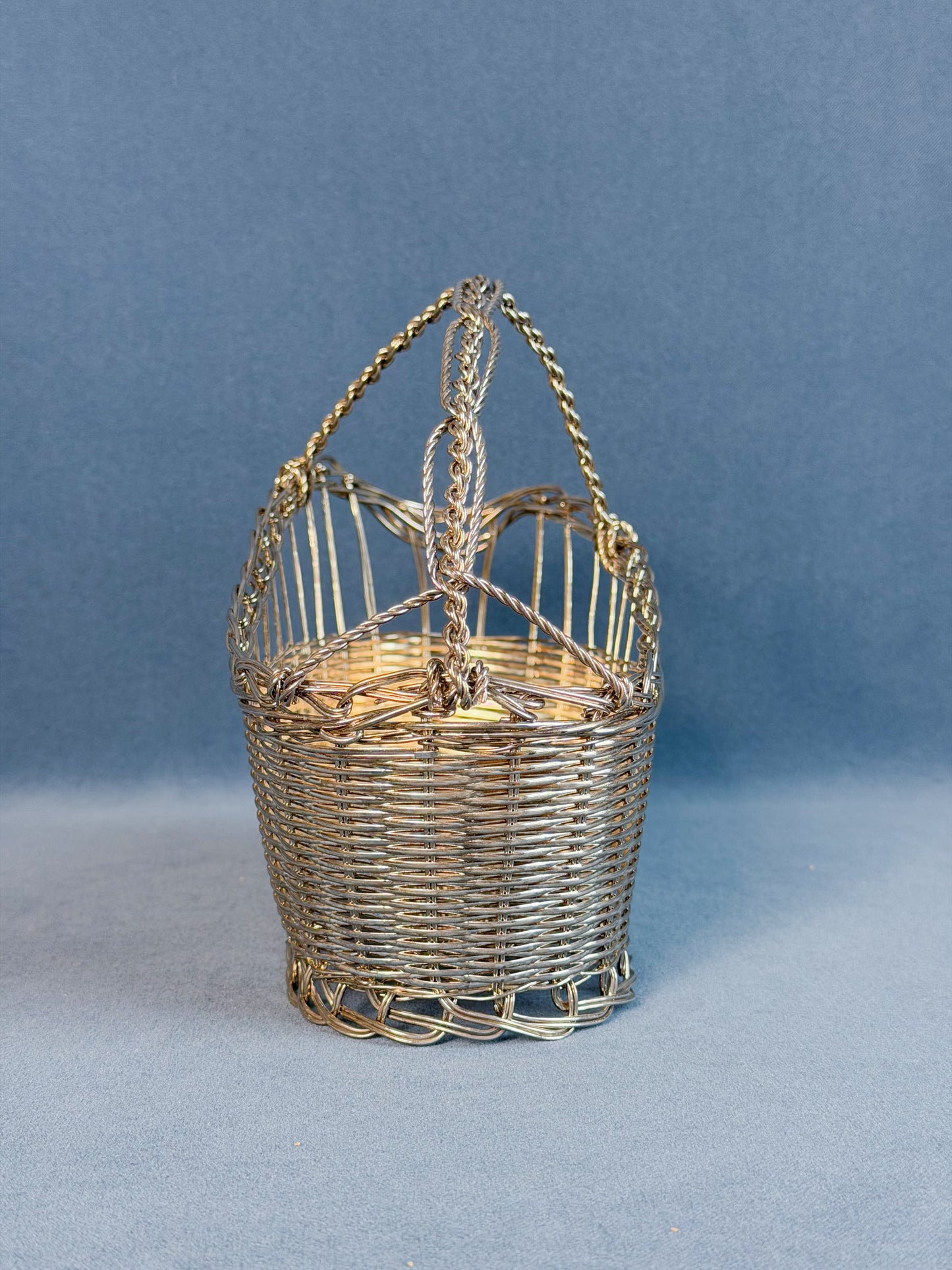 Vintage French Silverplate Wine Basket
