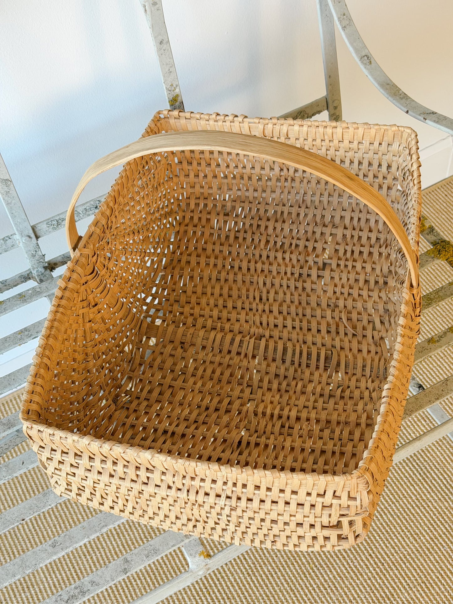 Vintage Rectangular Split Oak Gathering Basket
