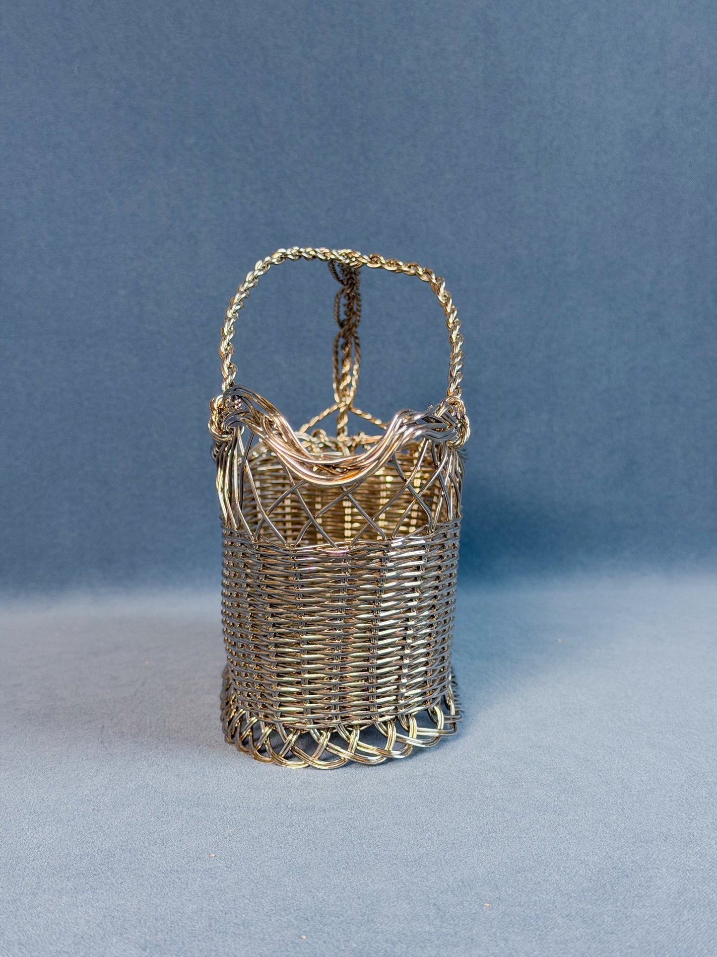 Vintage French Silverplate Wine Basket