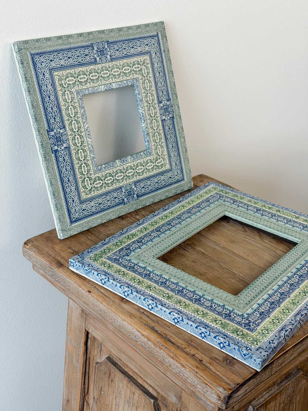 French Découpage Frame Pair No. II | Blue/Green Flat
