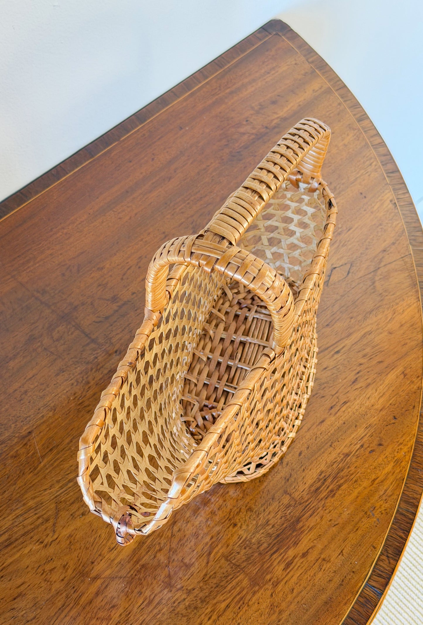 Vintage French Cane Wine Basket