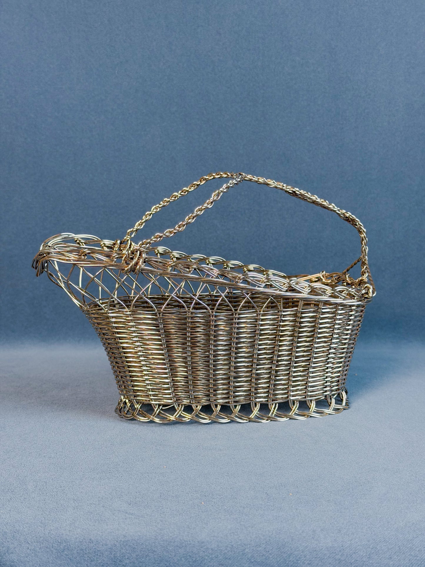 Vintage French Silverplate Wine Basket