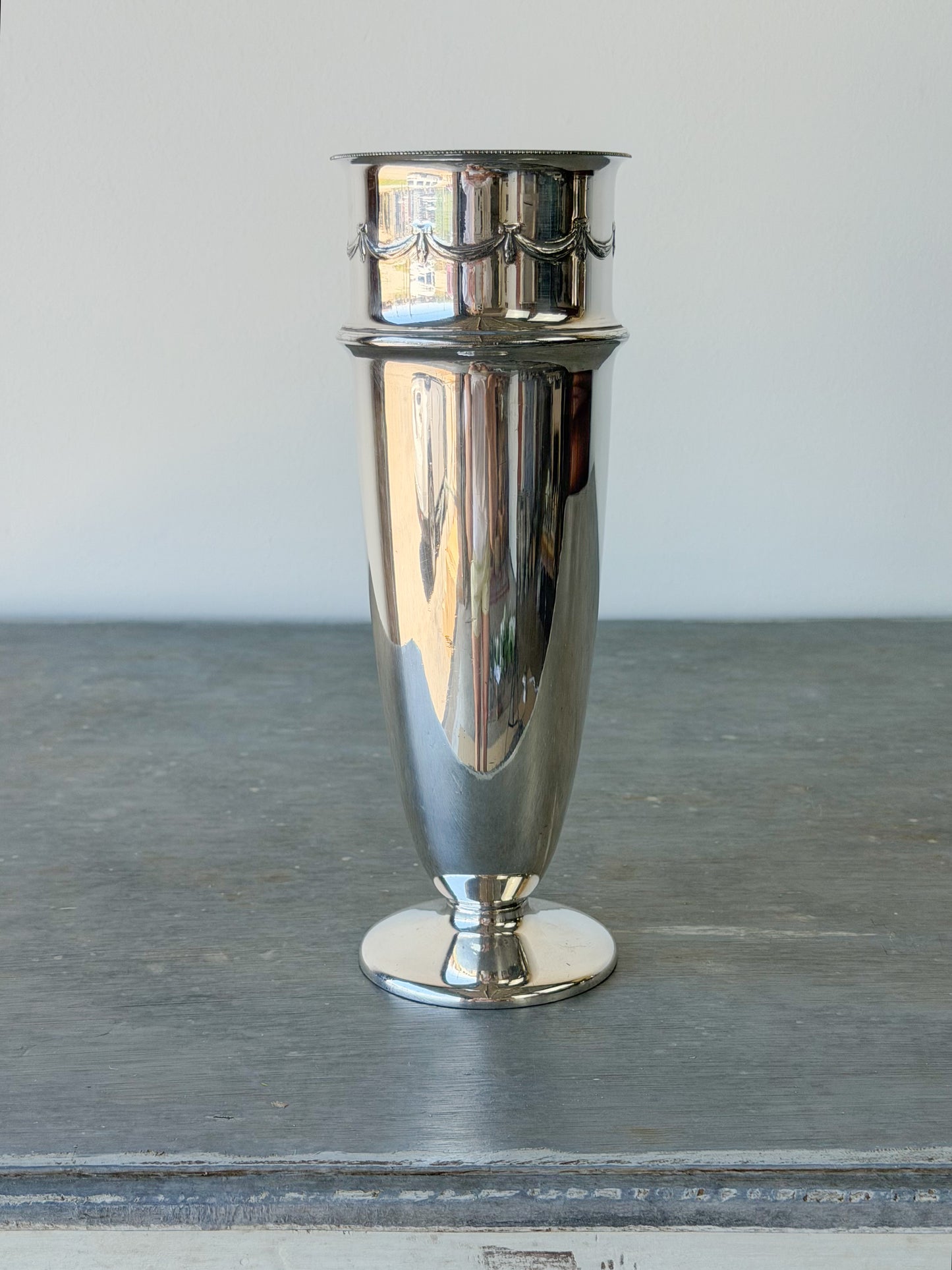 Vintage Sheffield Silverplate Tall Vase