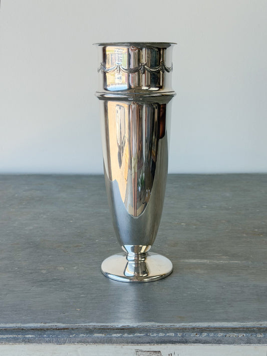 Vintage Sheffield Silverplate Tall Vase