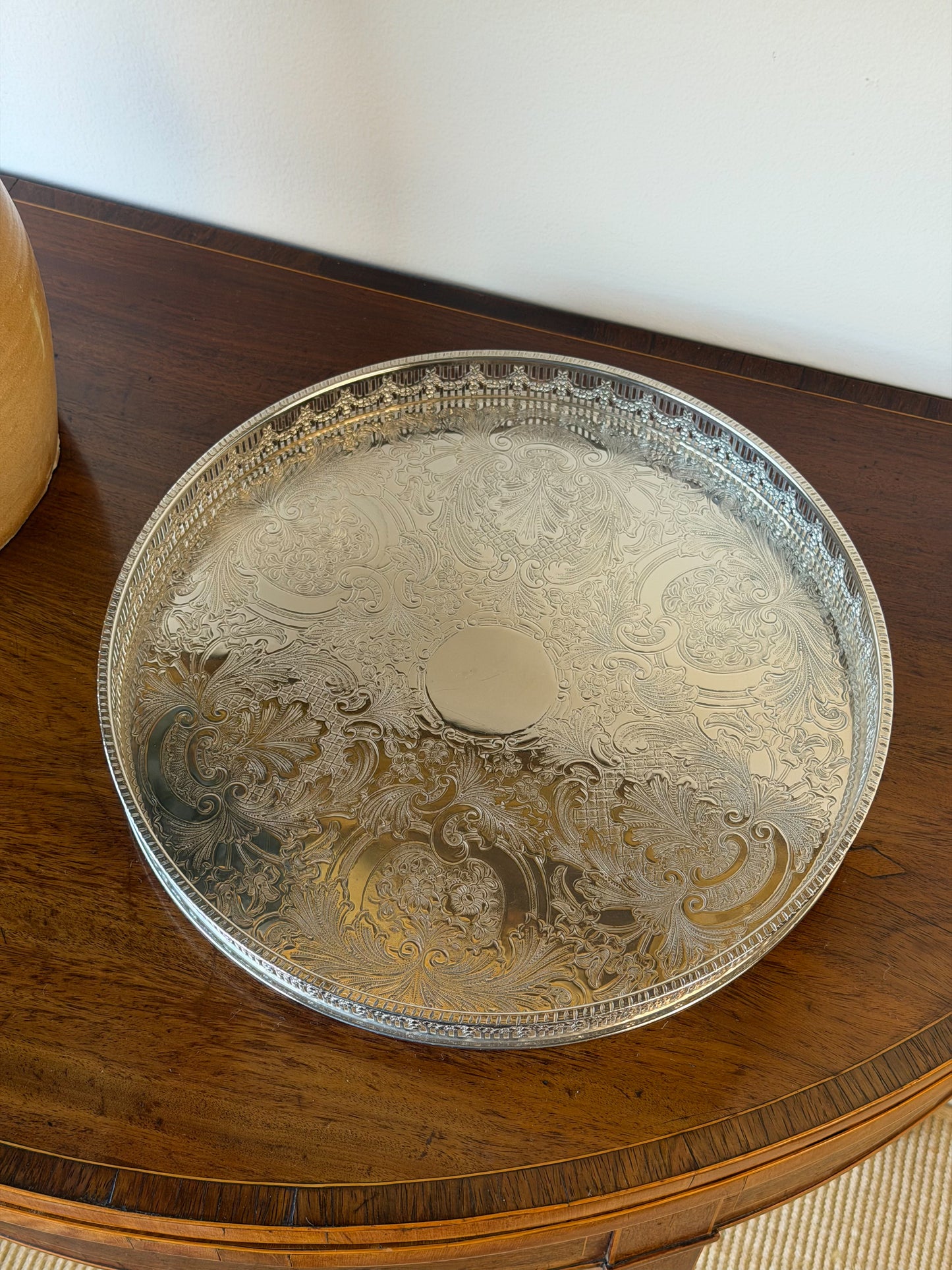 English Silverplate Round Tray (Medium)