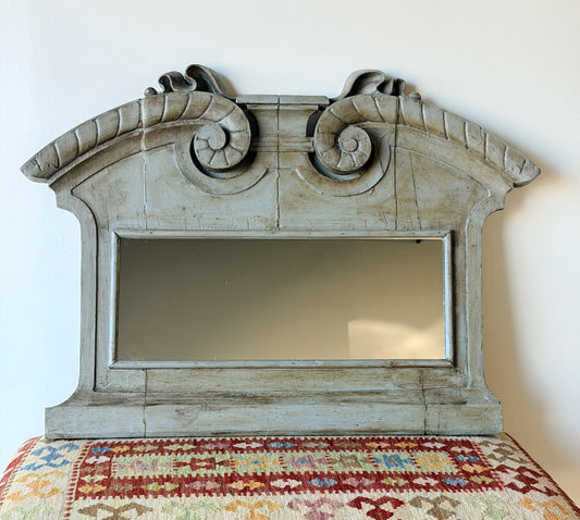 Painted Architectural Carved Wood Mirror