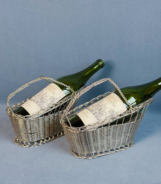 Vintage French Silverplate Wine Basket