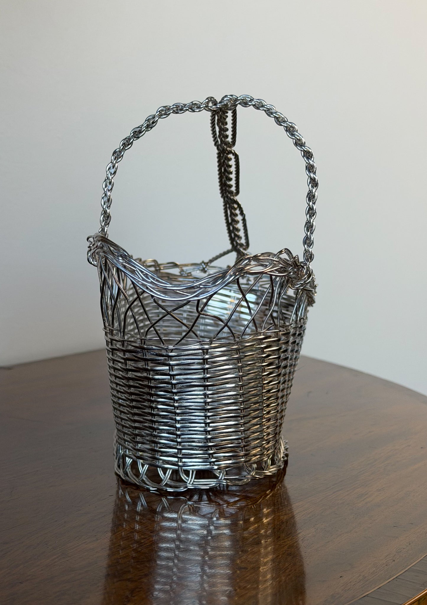 Vintage French Silverplate Wine Basket (No. 4)