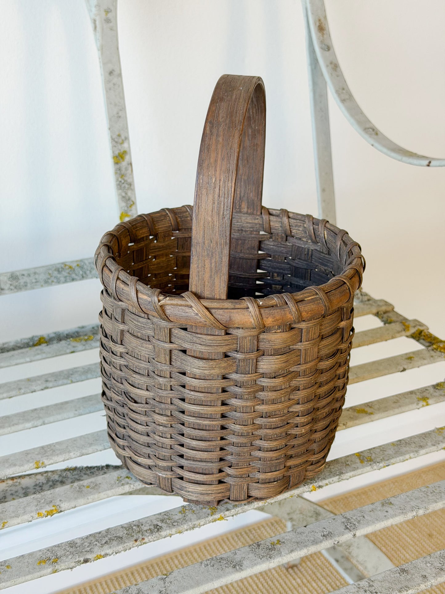 Petite Vintage Stained Splitwood Basket