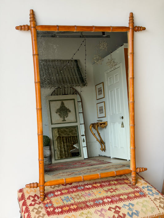 Antique French Faux Bamboo Mirror