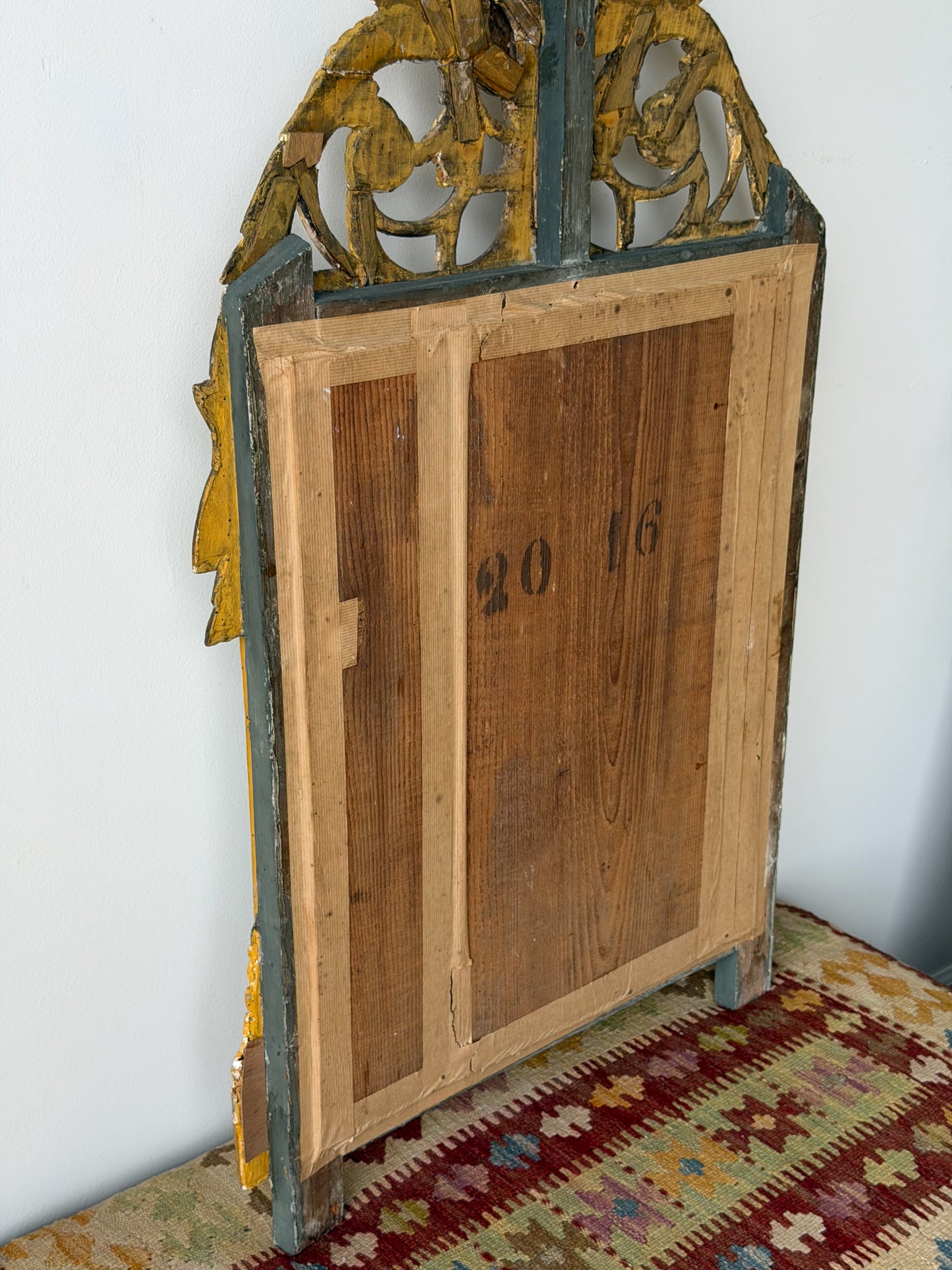 Antique French Marriage Mirror (Large - Wheat Sheaf Motif)
