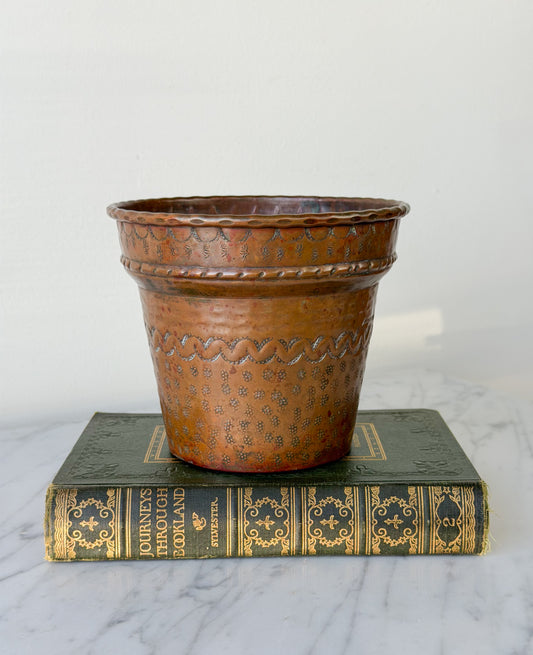 Vintage French Engraved Copper Planter