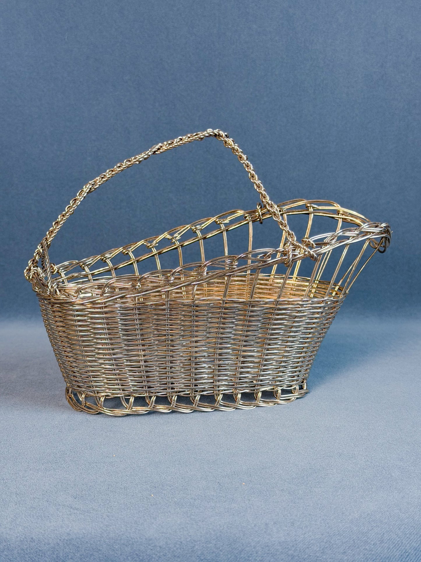 Vintage French Silverplate Wine Basket