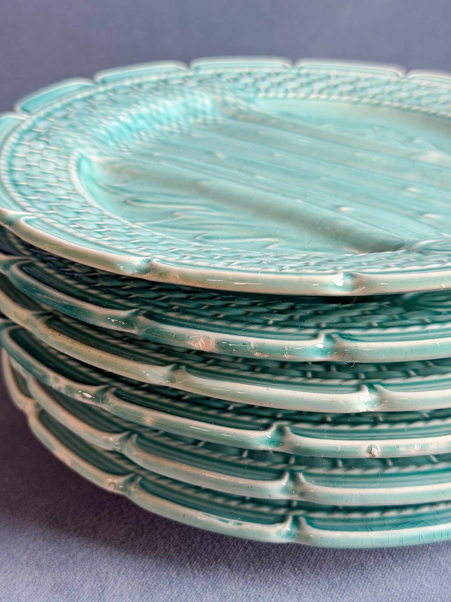 Vintage French Majolica Asparagus Plates