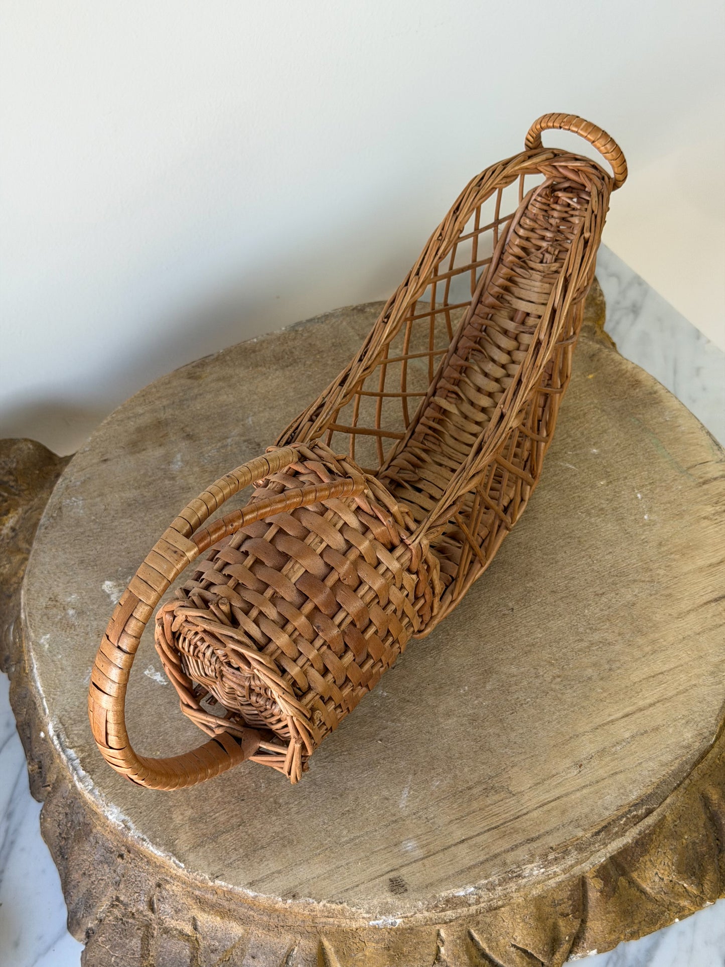 Vintage French Wicker Wine Basket No. 1