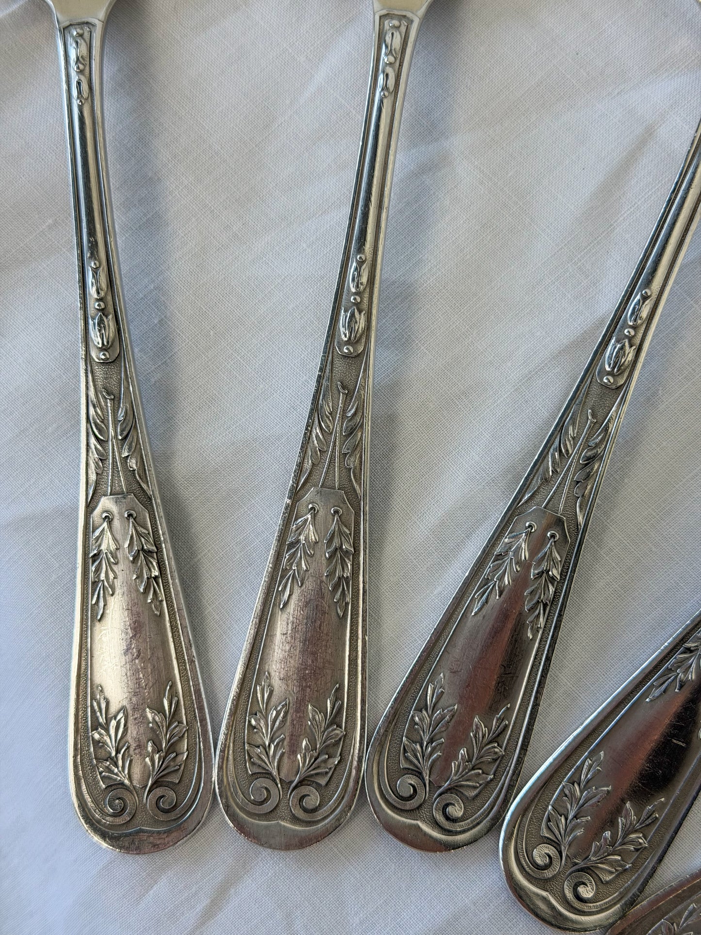 Antique French Silverplate Serving Spoons (Set of 6)