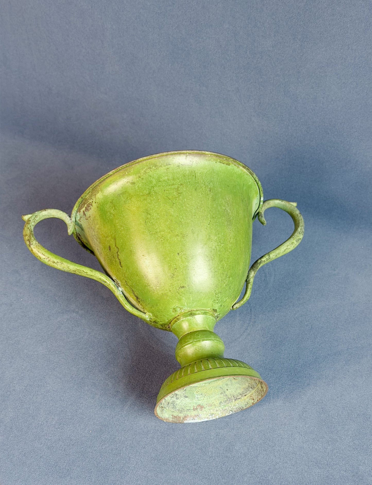 Painted Green Pedestal Urn