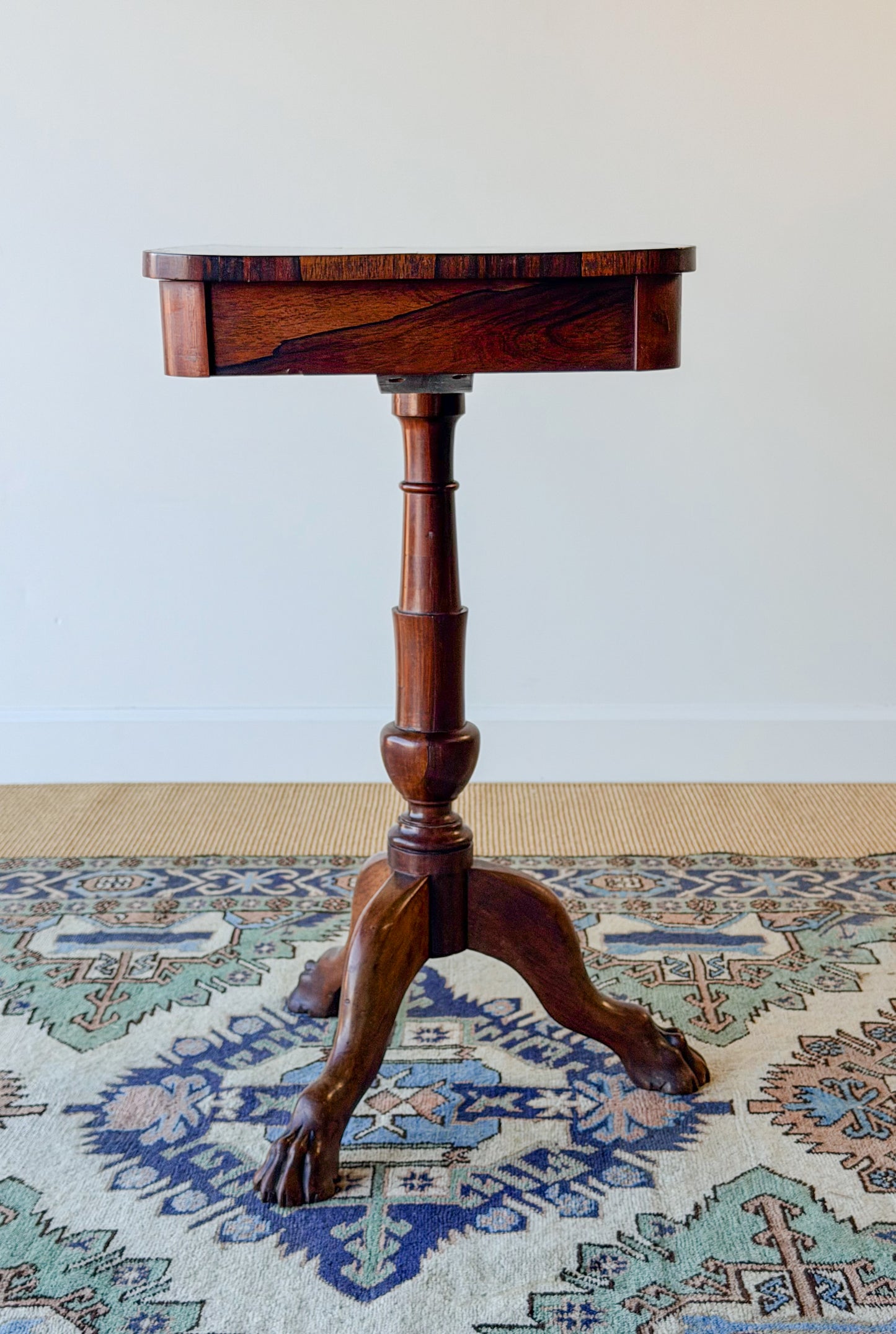 Georgian Mahogany Clawfoot Pedestal Side Table