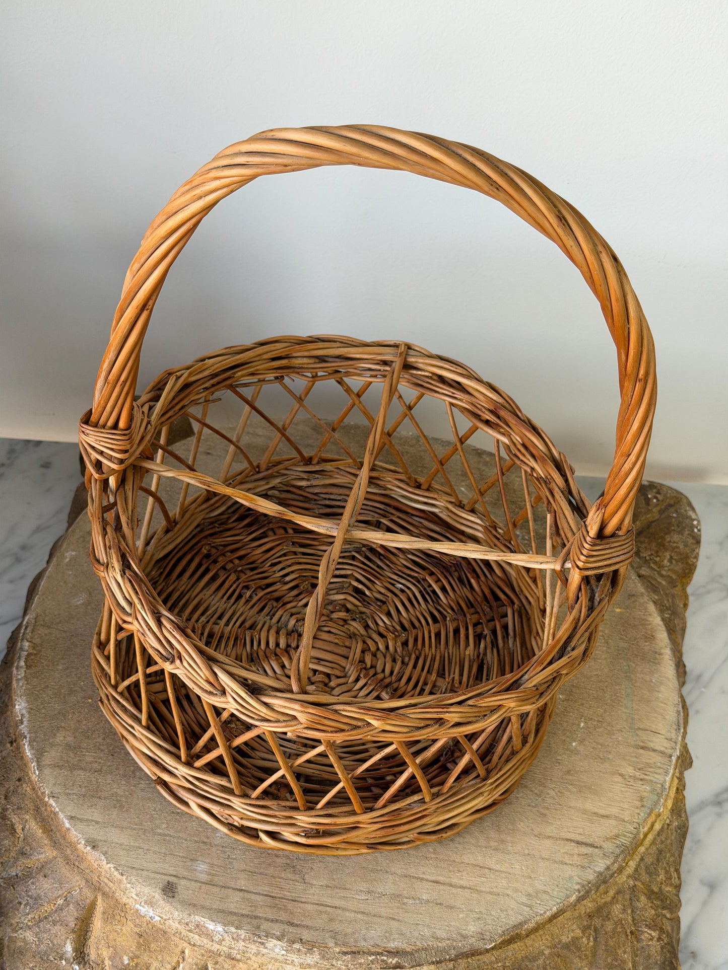 Vintage French Four-Bottle Basket