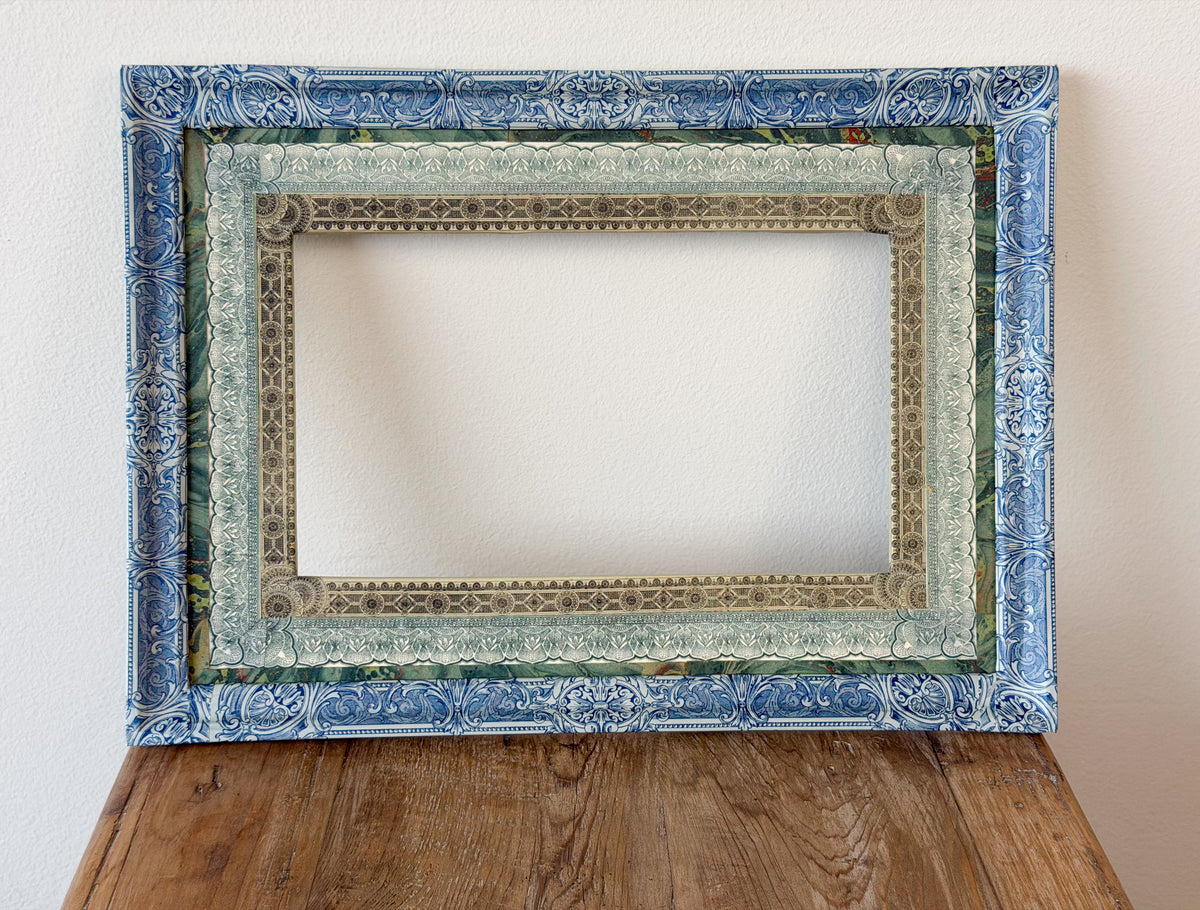French Découpage Frame No. XIV | Blue/Green/Black/Red + Green Marble