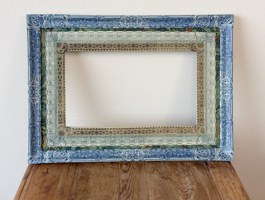 French Découpage Frame No. XIV | Blue/Green/Black/Red + Green Marble