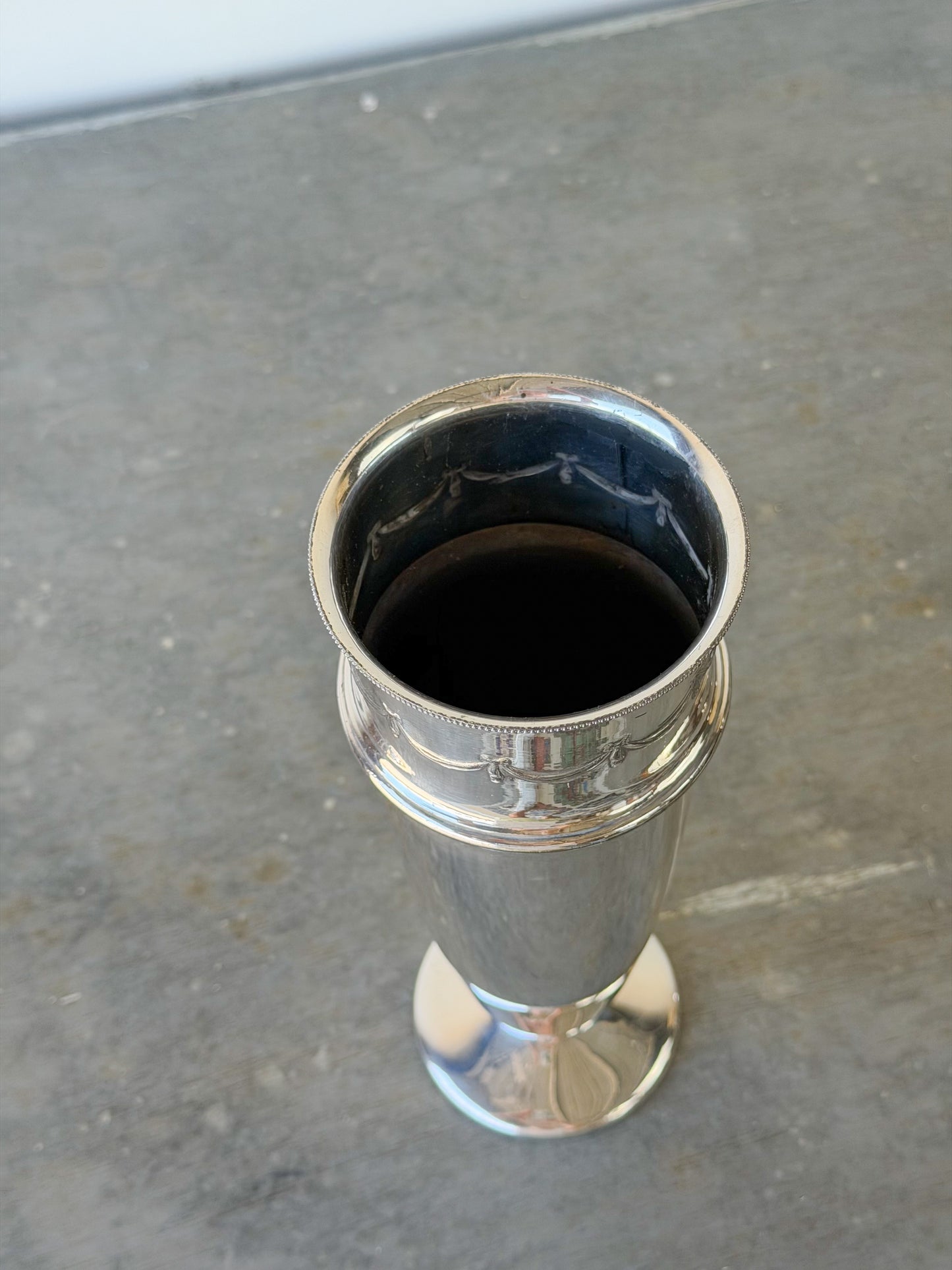 Vintage Sheffield Silverplate Tall Vase