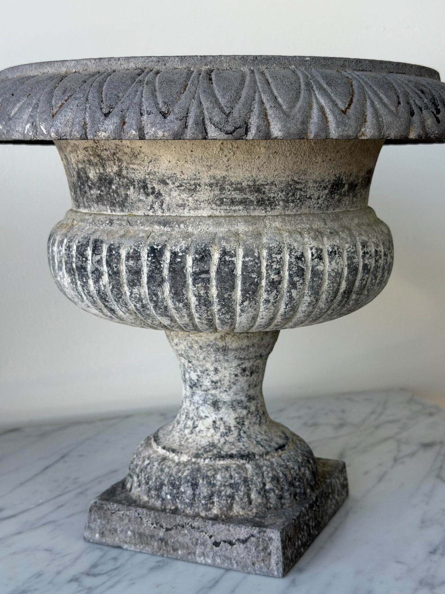 Antique French Zinc Pedestal Urn Pair