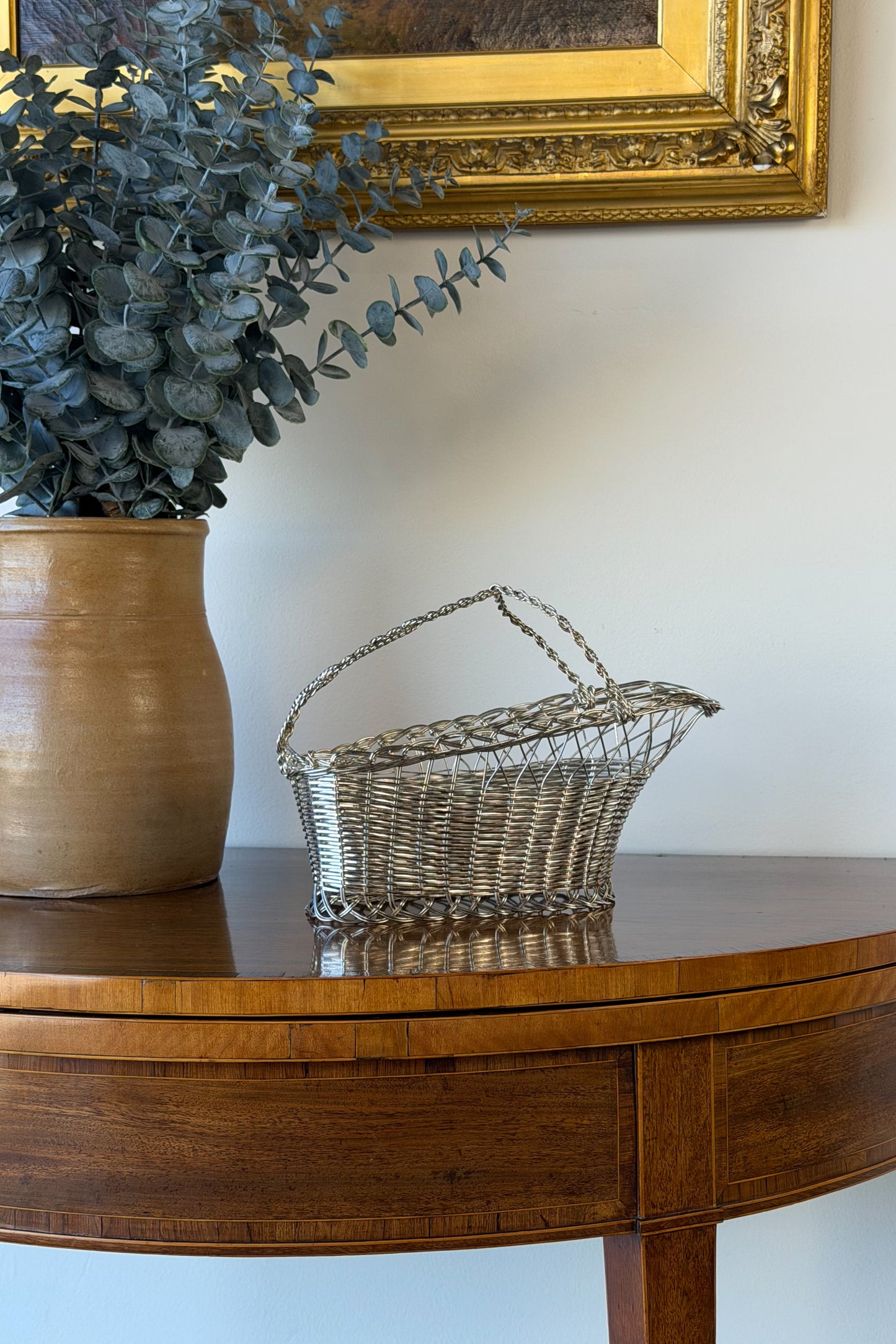 Vintage French Silverplate Wine Basket (No. 5)