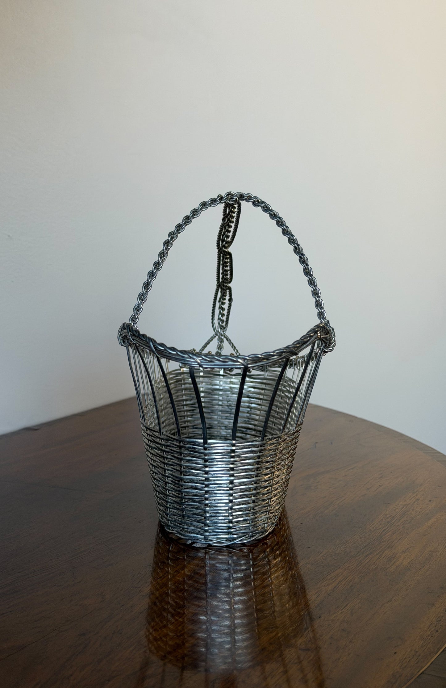 Vintage French Silverplate Wine Basket (No. 6)